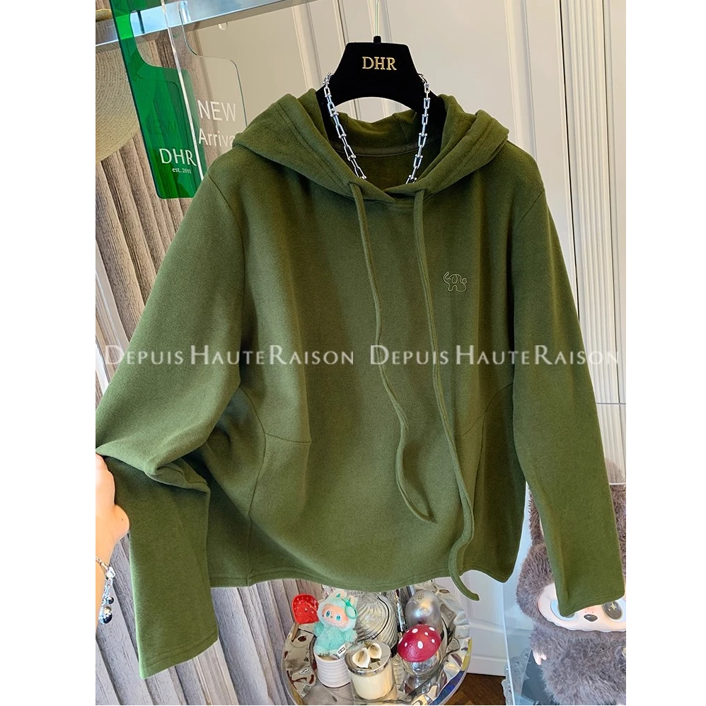 300斤特大码森系小象连帽衫卫衣男女秋冬宽松德绒内搭T恤打底上衣