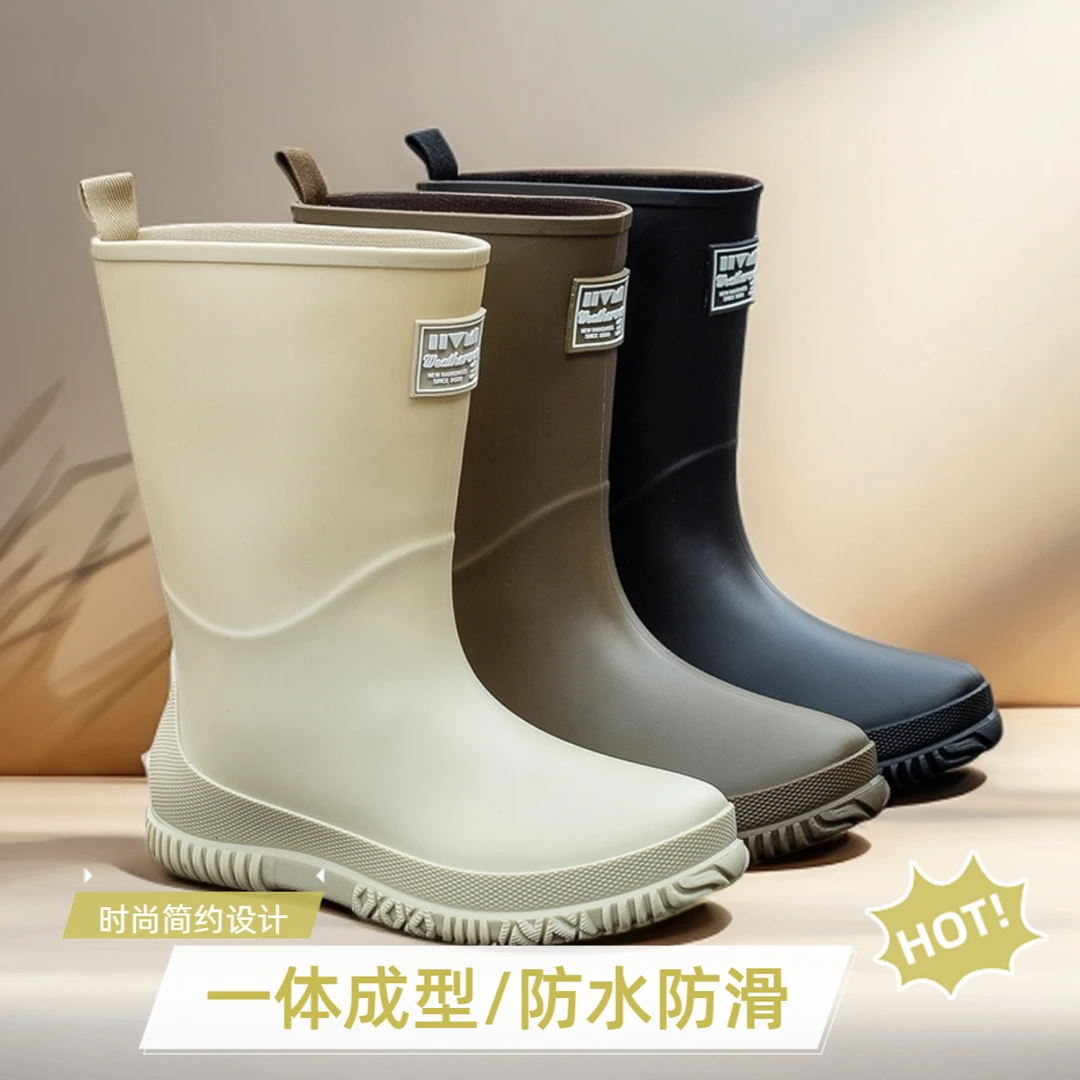 女士雨鞋学生极简风成人水鞋防臭防滑防水鞋可拆卸加绒中高筒雨靴