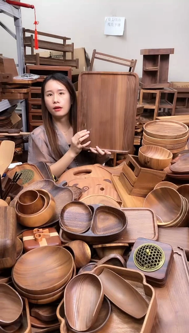 北美黑胡桃木带手抓槽托盘40*30*2cm