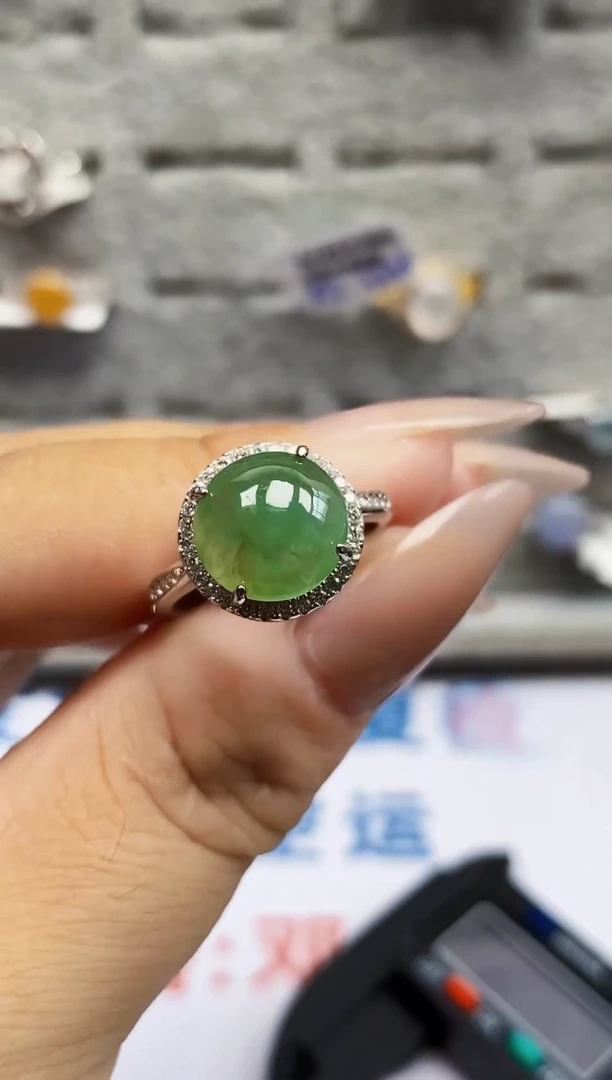 银S925镶嵌戒指翡翠2809