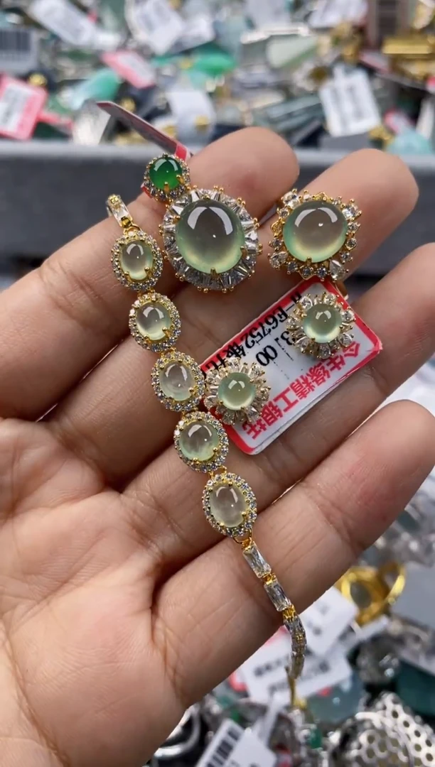 银S925镶嵌戒指翡翠333      7