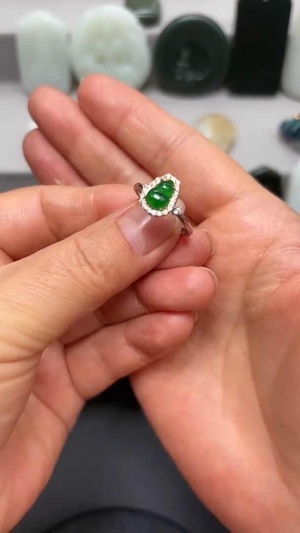 【闪购商品】翡翠耳饰银S925镶嵌戒指