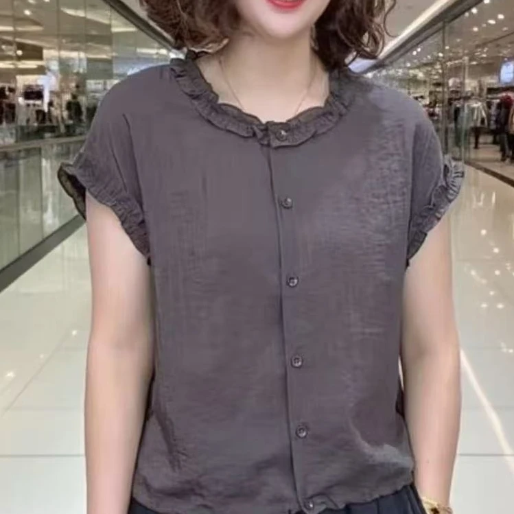 2025新款时尚洋气百搭圆领显瘦气质T恤女短袖上衣#7000