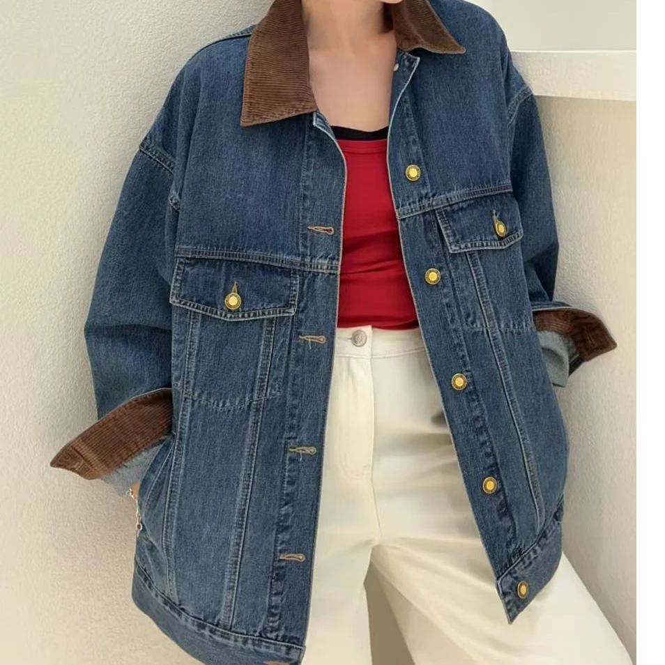 梓菲集显瘦复古牛仔蓝外套