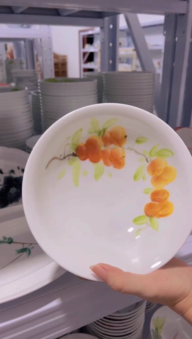 陶瓷景德镇高温釉中彩斗笠面碗直径18高6