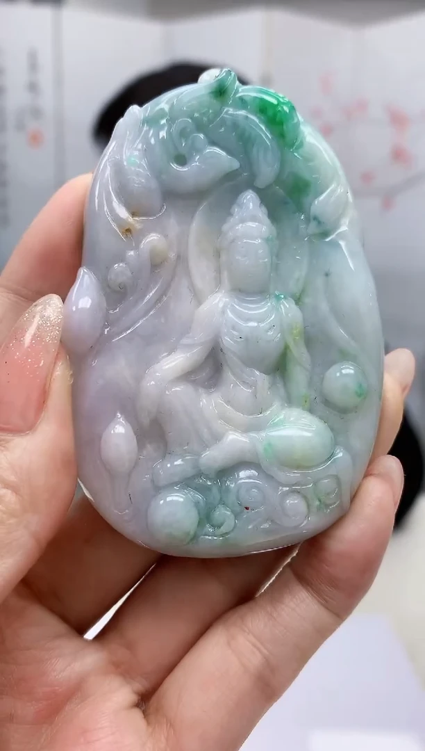 【闪购商品】定制翡翠未镶嵌5152MM-毛货挂件23