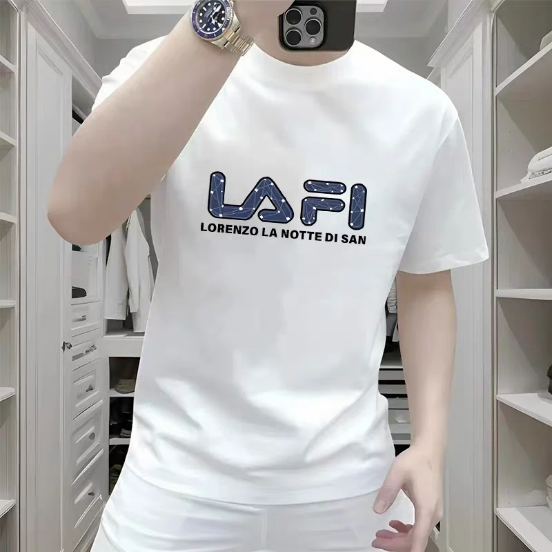 男士新款潮流时尚百搭帅气休闲短袖修身圆领印花夏季纯棉短袖t恤