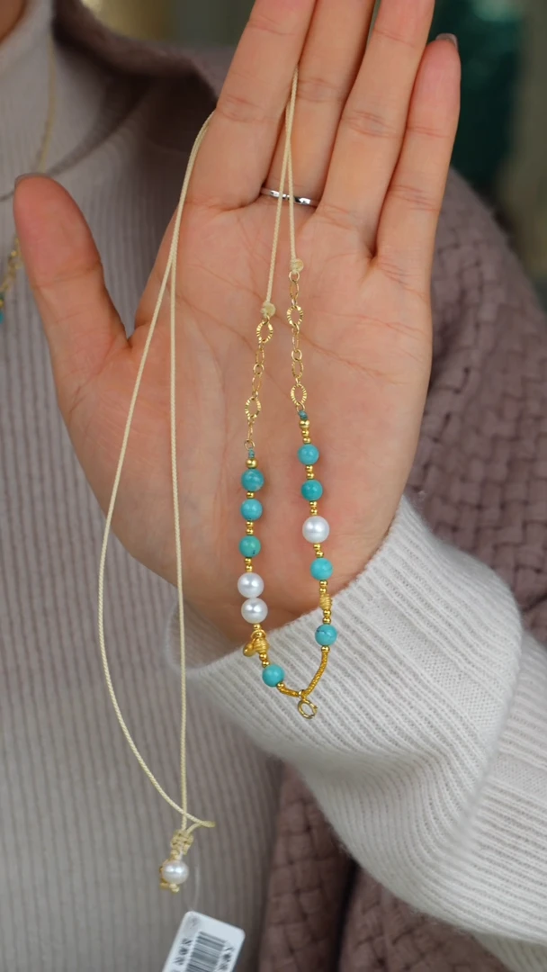 【闪购商品】绿松石项链银S925镀金镶嵌多样性发货