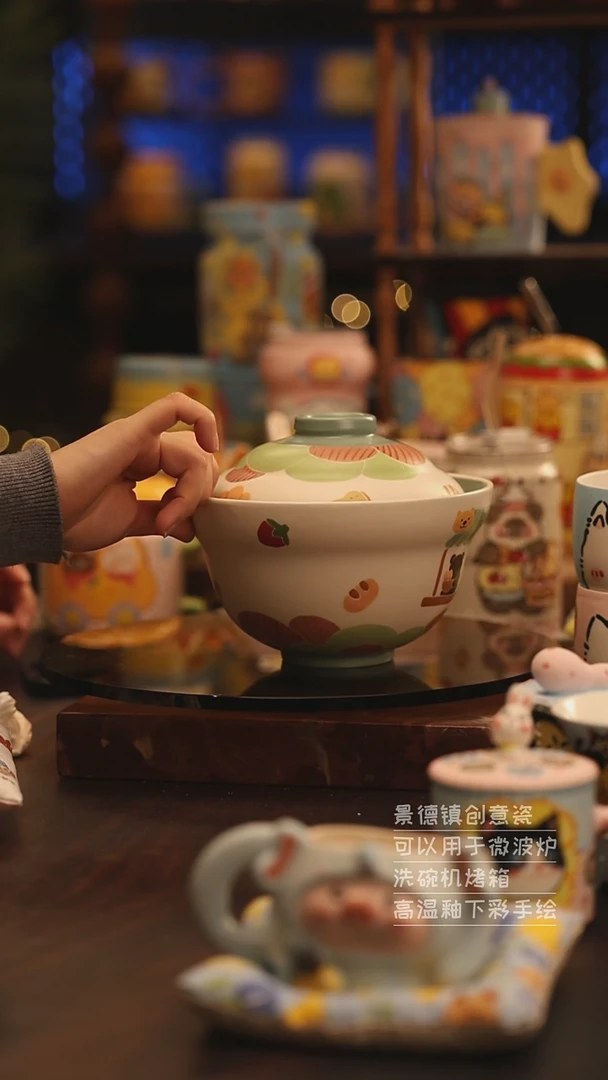 陶瓷景德镇可爱陶瓷釉下彩绘设计师款