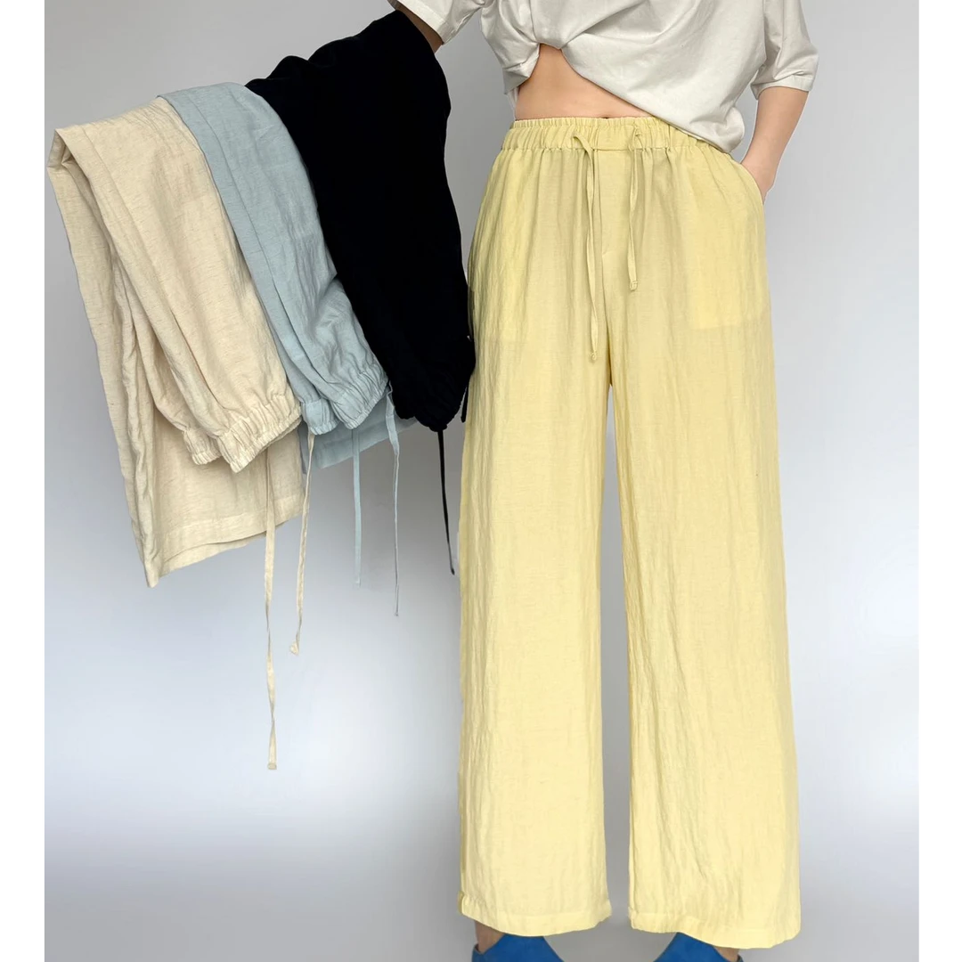 【主播推荐】女士透气莱赛尔亚麻裤66652