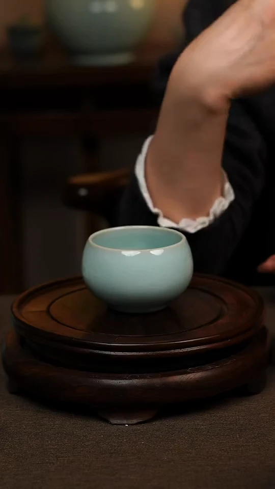 瓷片天青色禅定杯100ml微瑕不带礼盒