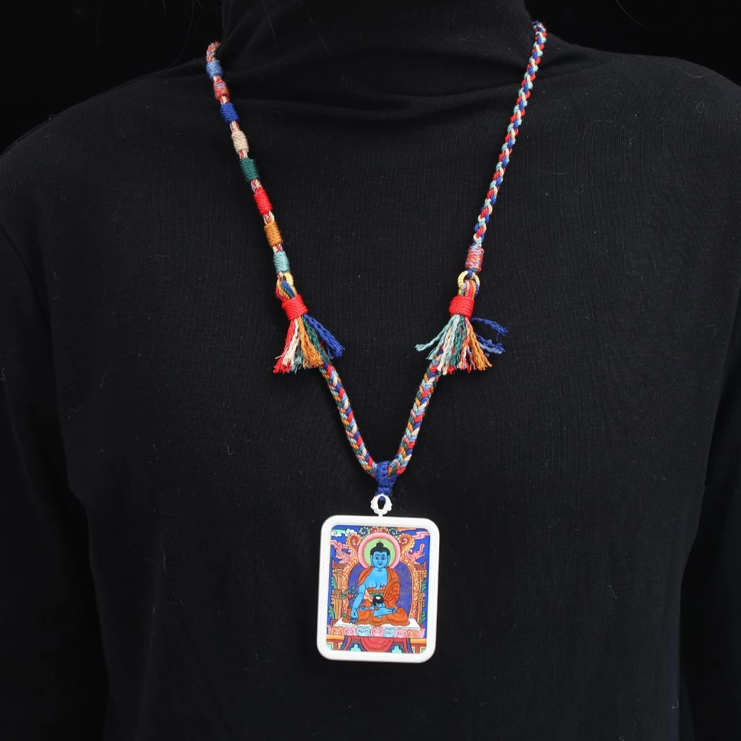 钛钢布艺项链 藏式（彩色药师项链）手工编织