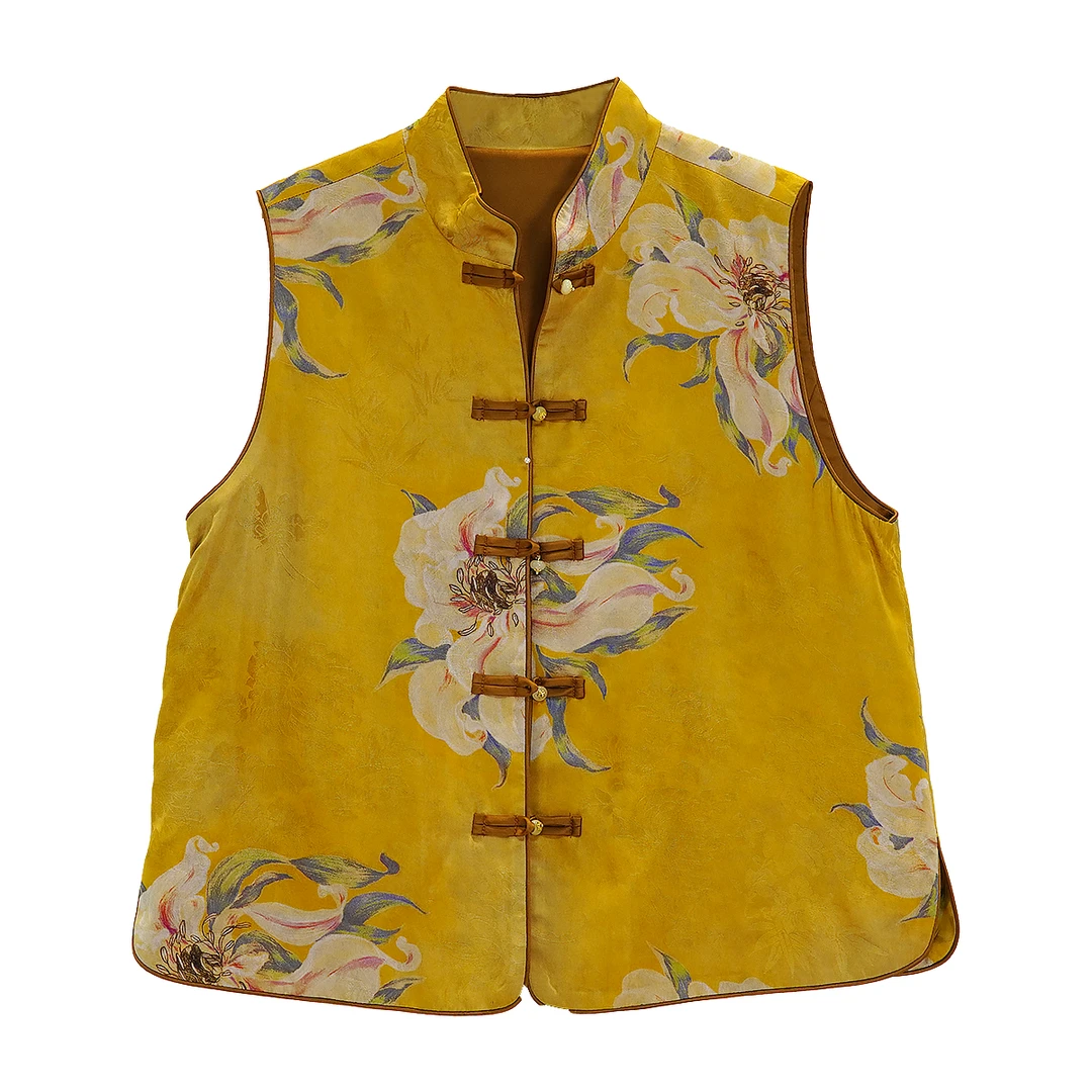 WVOW【 晚香玉】 2025春高端雅致新中式立领盘扣气质马甲WV0097