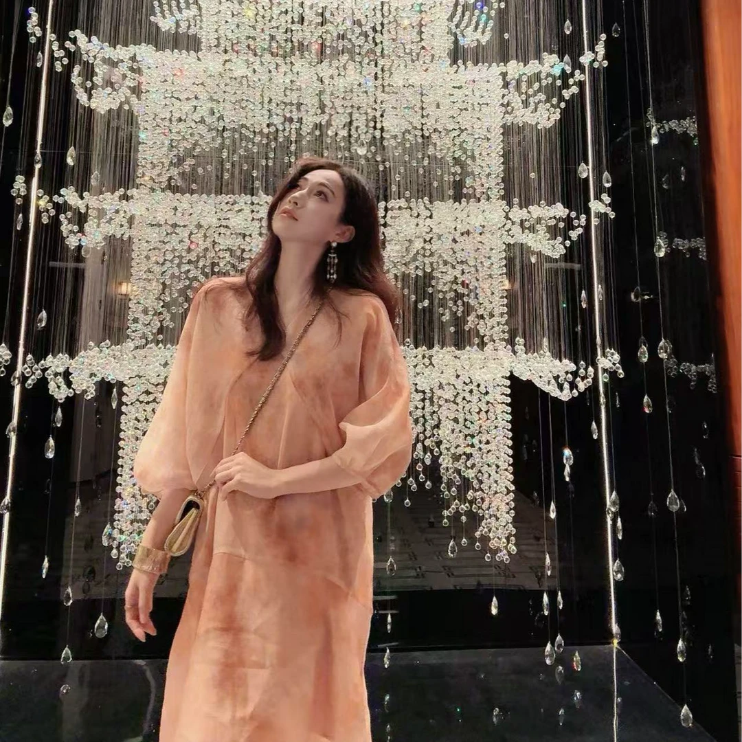 J·Y纪遇丨【柔影绯裳】 法式度假风印花吊带裙2025夏季连衣裙