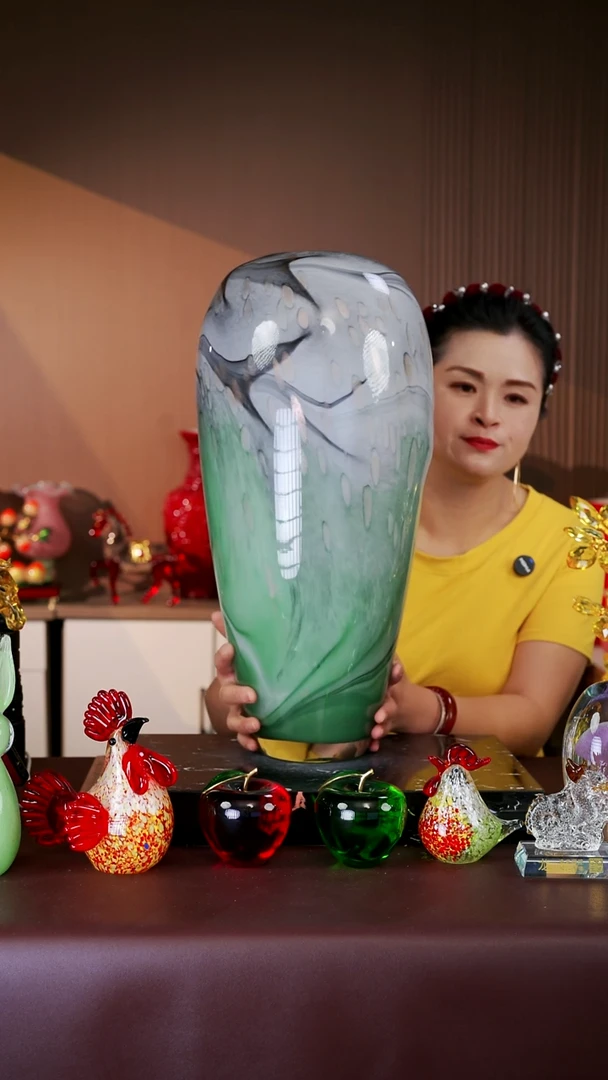 玻璃宇花媛水晶琉璃外贸花瓶J-19