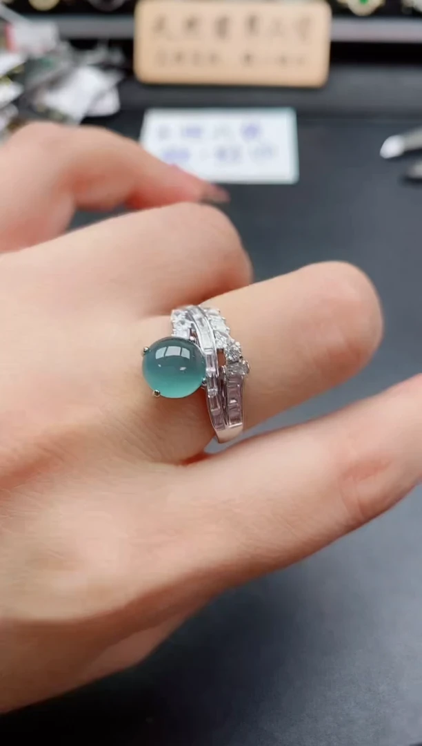 银S925镶嵌戒指翡翠1