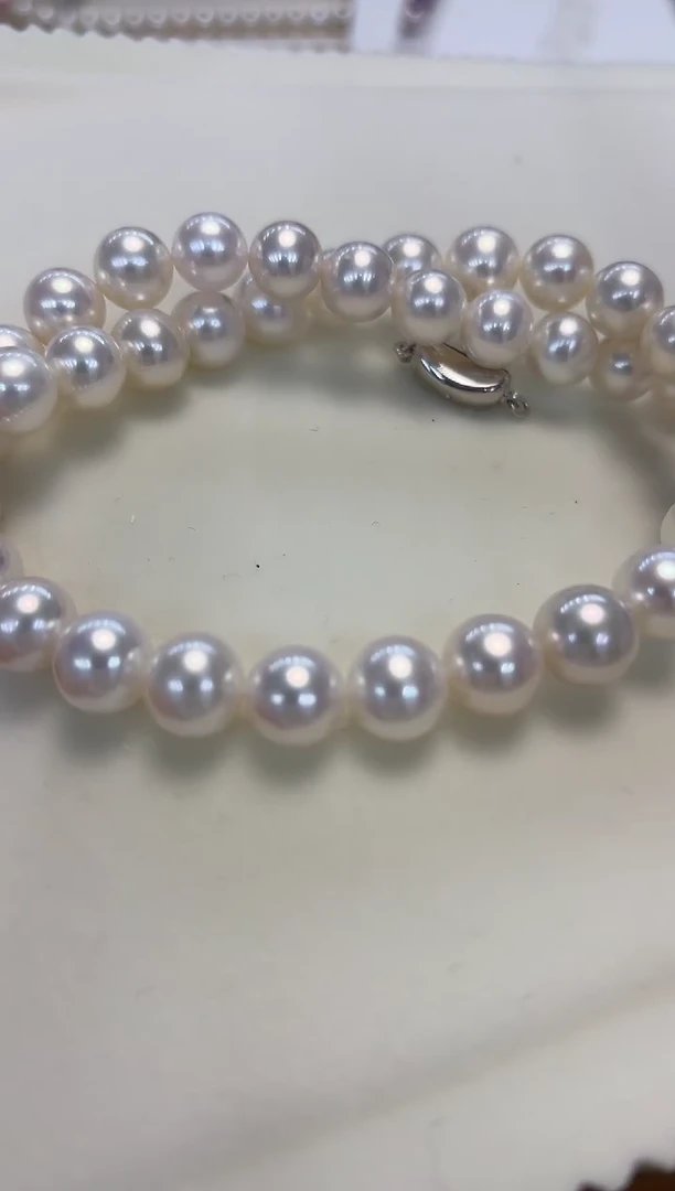 颈饰银S925镶嵌淡水珍珠9.5-10.5mm无核白珠项链