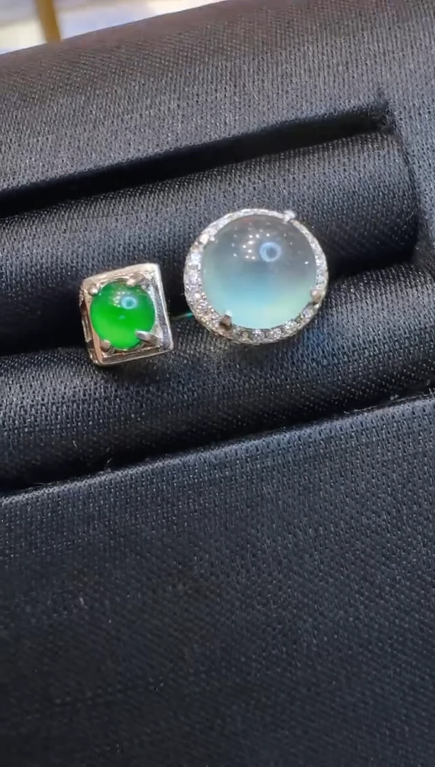 银S925镶嵌戒指翡翠多样性团购发一件