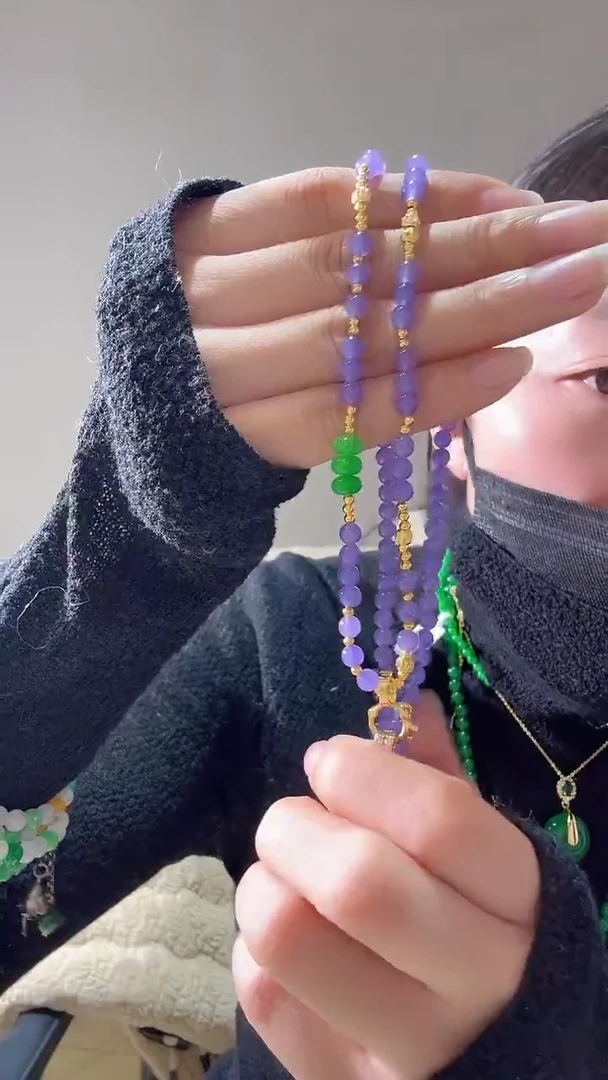 颈饰未镶嵌翡翠紫毛衣链