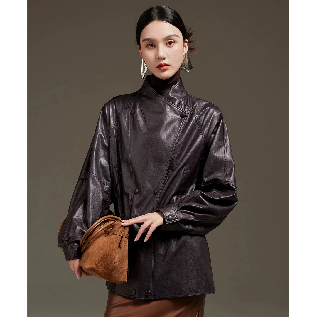 英国进口真皮绵羊皮水洗做旧全植鞣外套廓版大气时尚外套