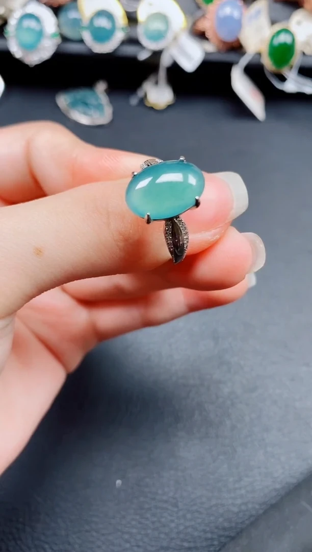 银S925镶嵌戒指翡翠翡翠