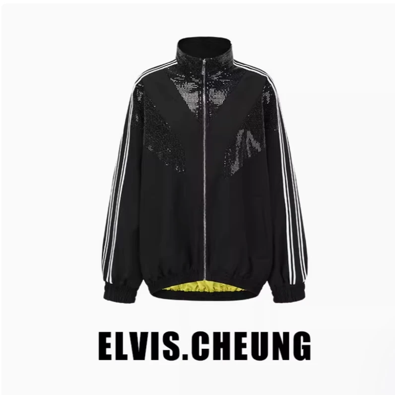 ELVIS.CHEUNG 精纺中长拼块运动压条外套夹克上衣