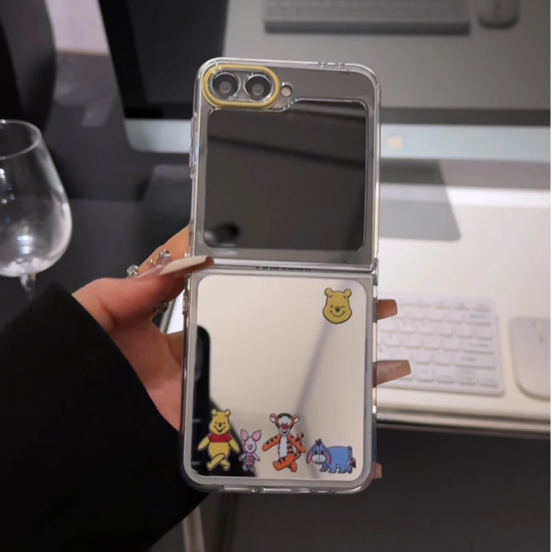 （三星zflip5系列）折叠镜面适用三星zflip6/5手机壳套小众小熊维尼