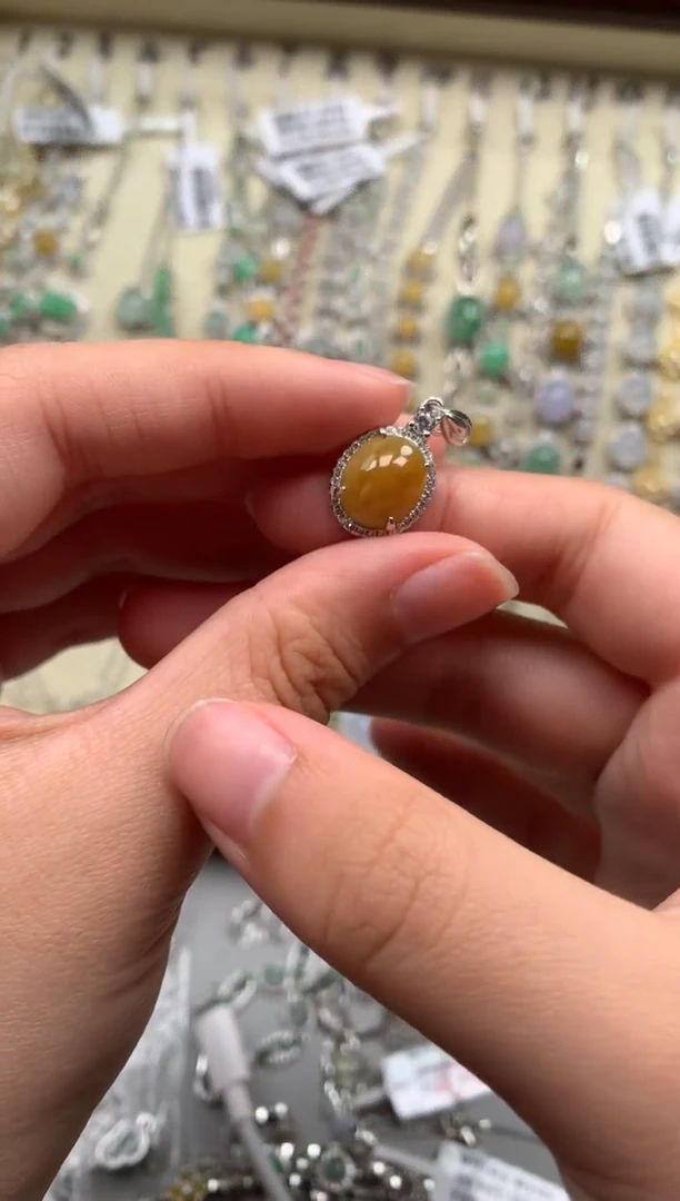 银S925镶嵌戒指翡翠吊坠3