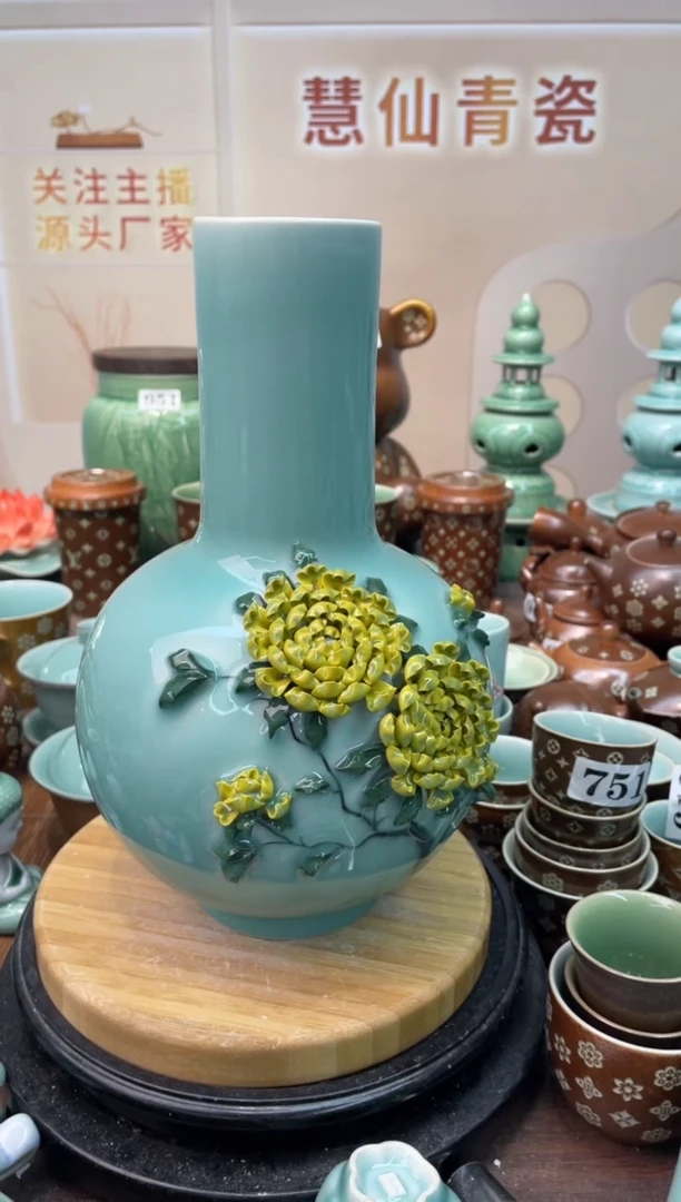 慧仙青瓷纯手工  里面缩釉 源头厂家特价福利