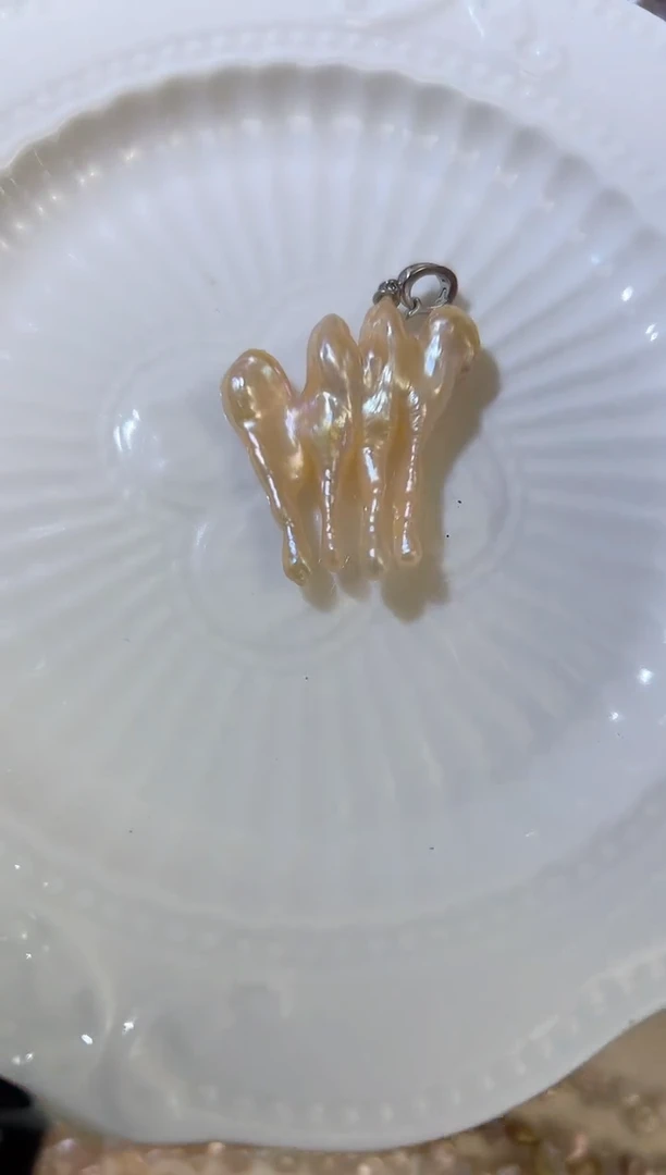 吊坠(不含链)银S925镶嵌淡水珍珠S07