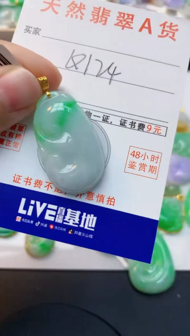 颈饰18K金镶嵌翡翠天然缅甸A货翡翠百元以上9元证书费自理
