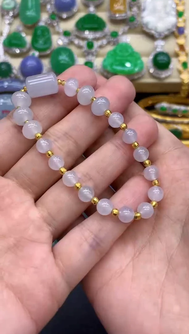 足金镶嵌手链翡翠342-中国好珍宝