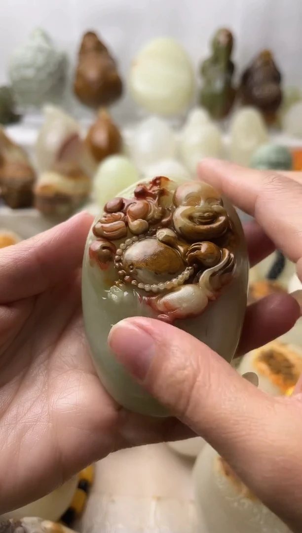 石材古青石棉纹正常不退换弥勒佛