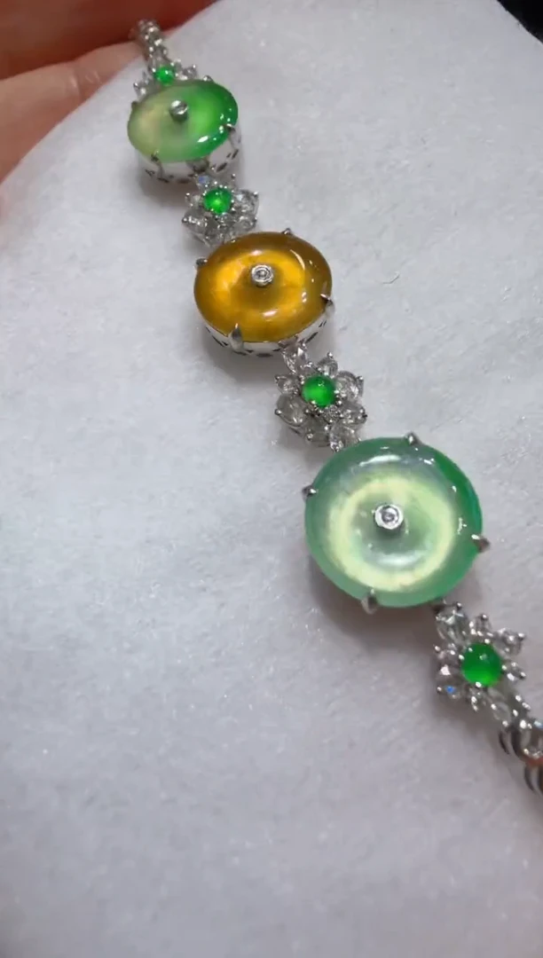 18K金镶嵌手链翡翠多样性团购发一件