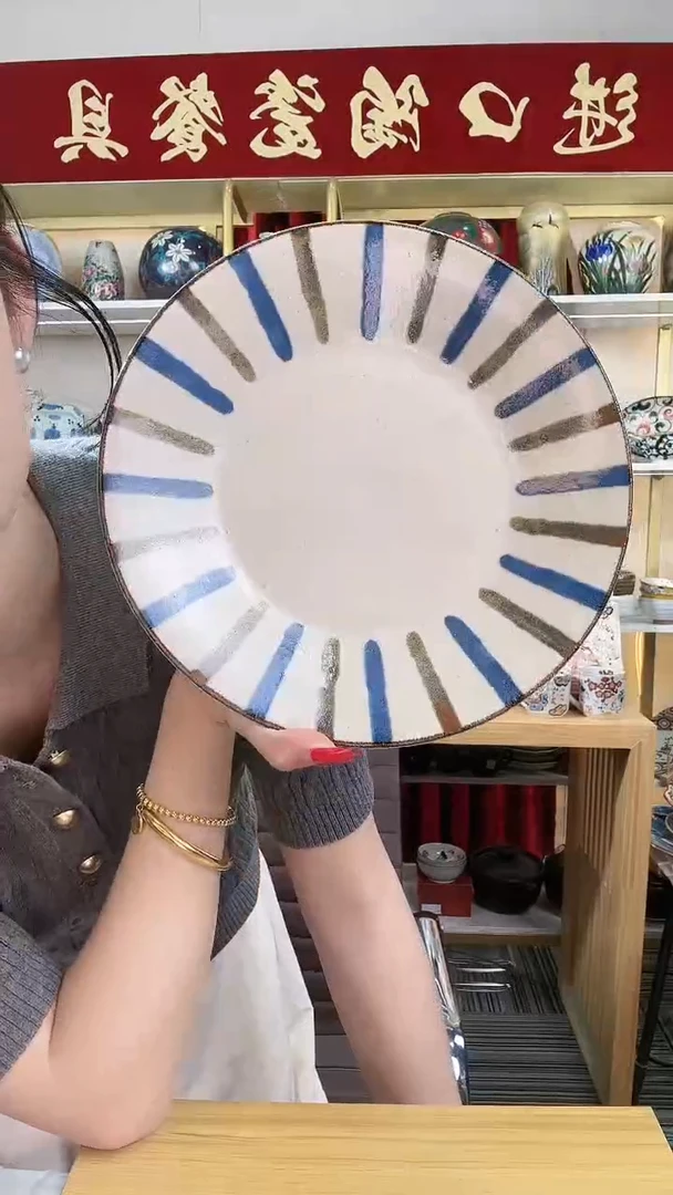 陶瓷粗陶24cm大盘一个