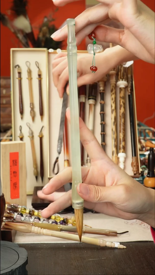 孤品高货毛笔链接 清水试笔 蘸墨不退