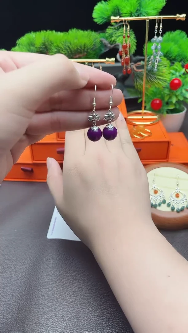 玛瑙/玉髓耳饰银S925镶嵌729