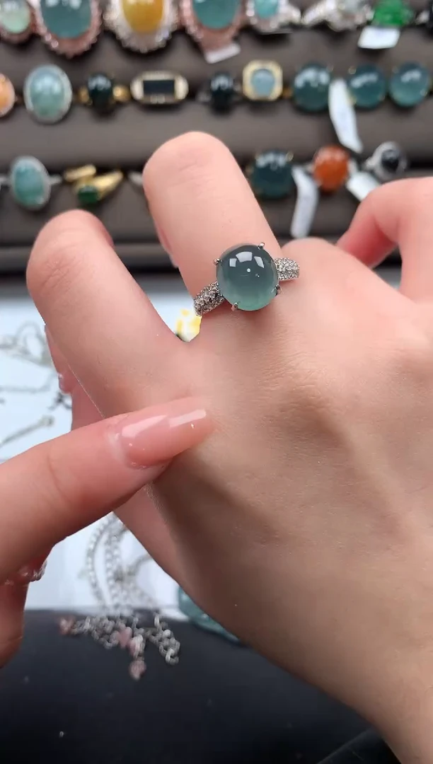 【闪购商品】翡翠戒指银S925镶嵌5142