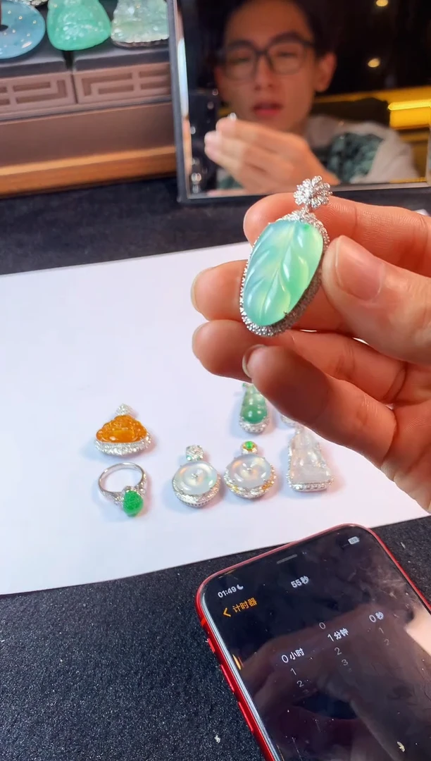 18K金镶嵌定制翡翠简***～5010毛货不退不换