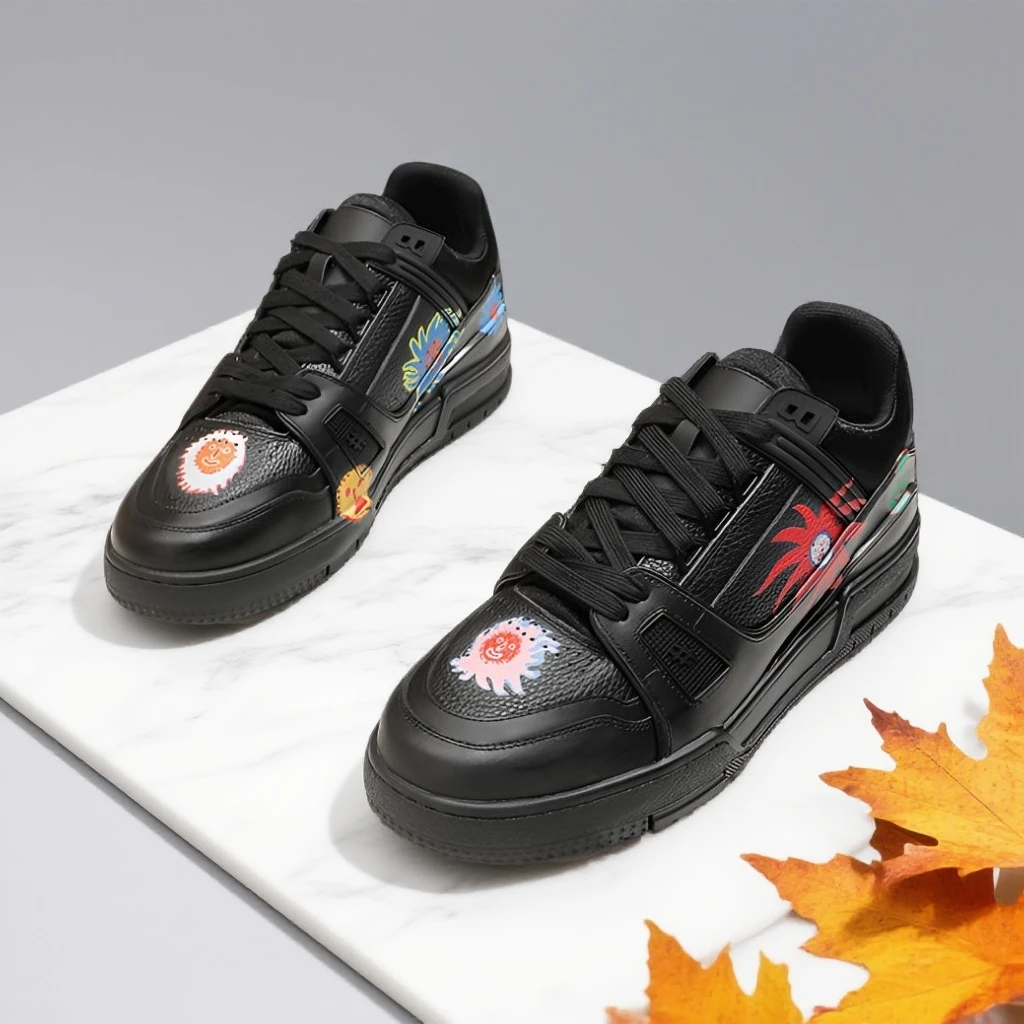 男厚底2025新款男士秋季时尚黑色太阳花潮流干净新款小白鞋男