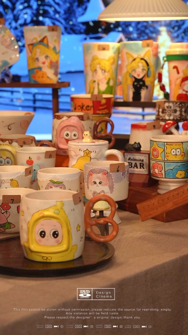 陶瓷064hallo猫景德镇高温陶瓷彩手工手绘