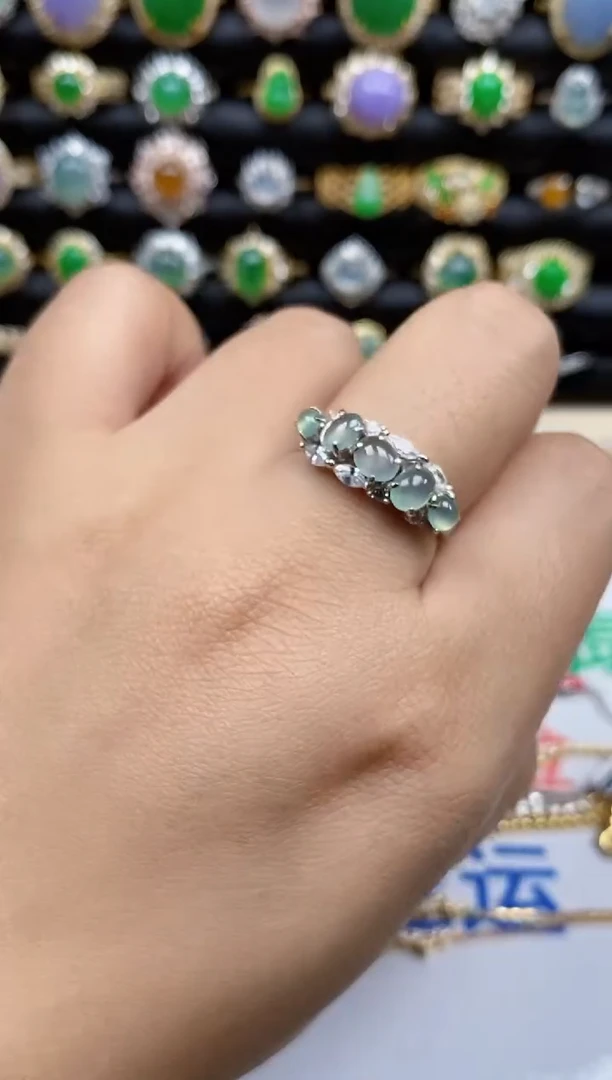 银S925镶嵌戒指翡翠3893