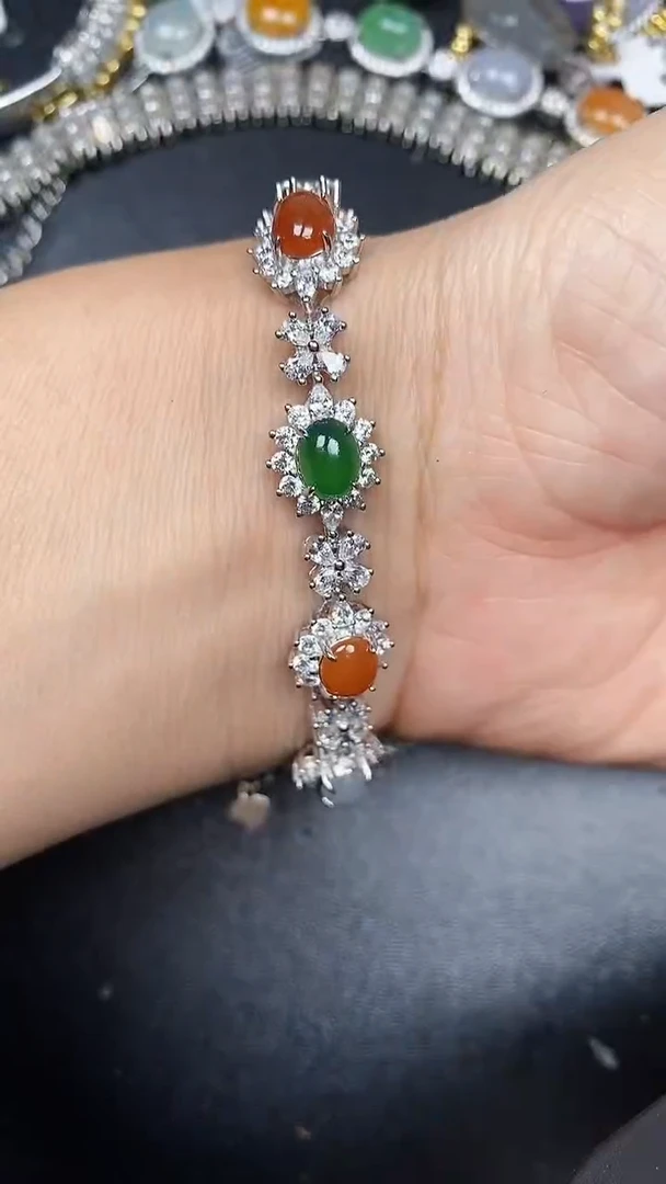 银S925镶嵌戒指翡翠3390