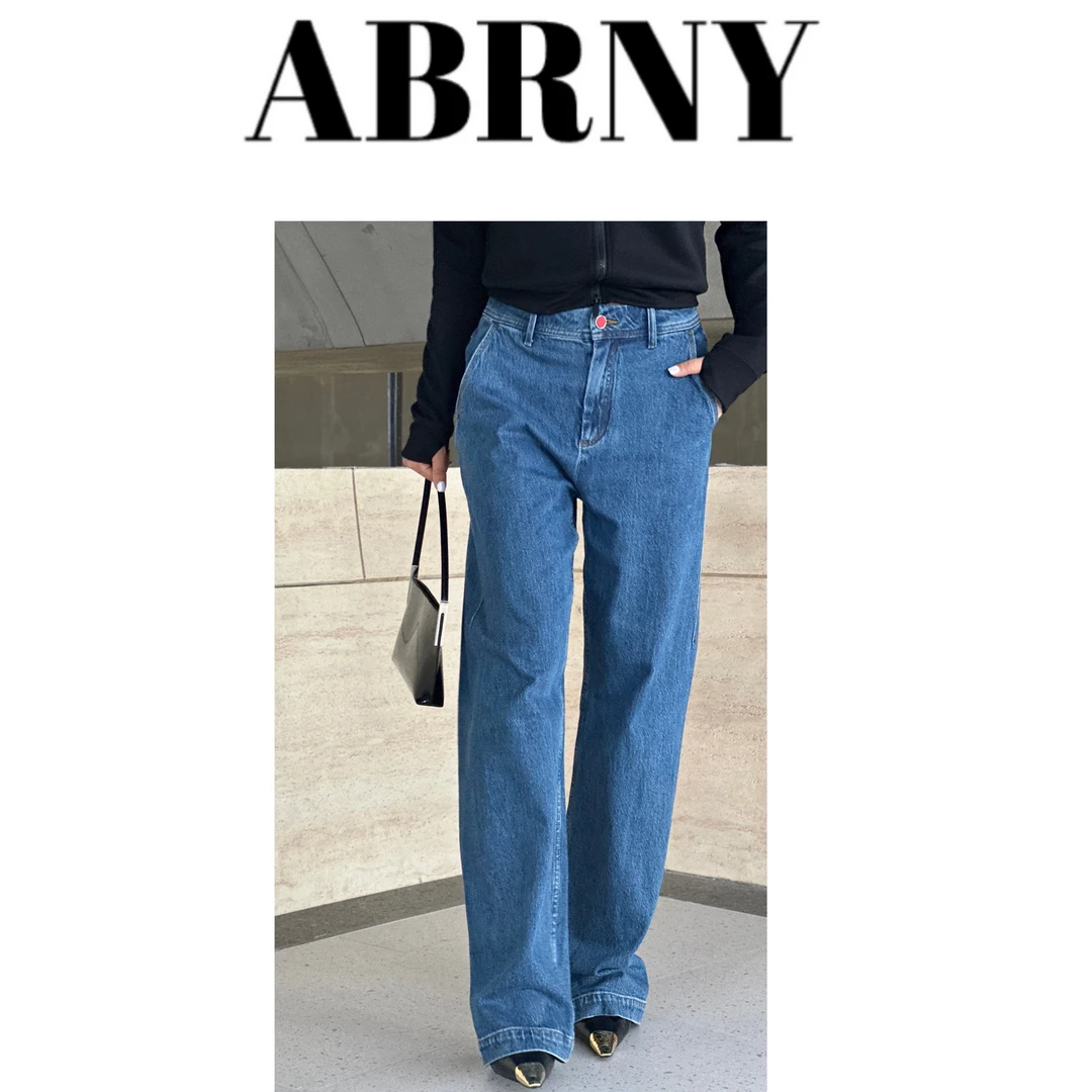 许小黑【红标】琎口遮胯阔腿裤红扣子复古腔调蓝008