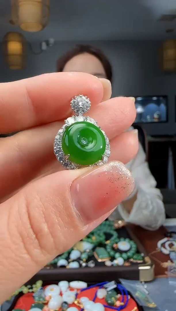 和田玉银S925镶嵌吊坠(不含链)1