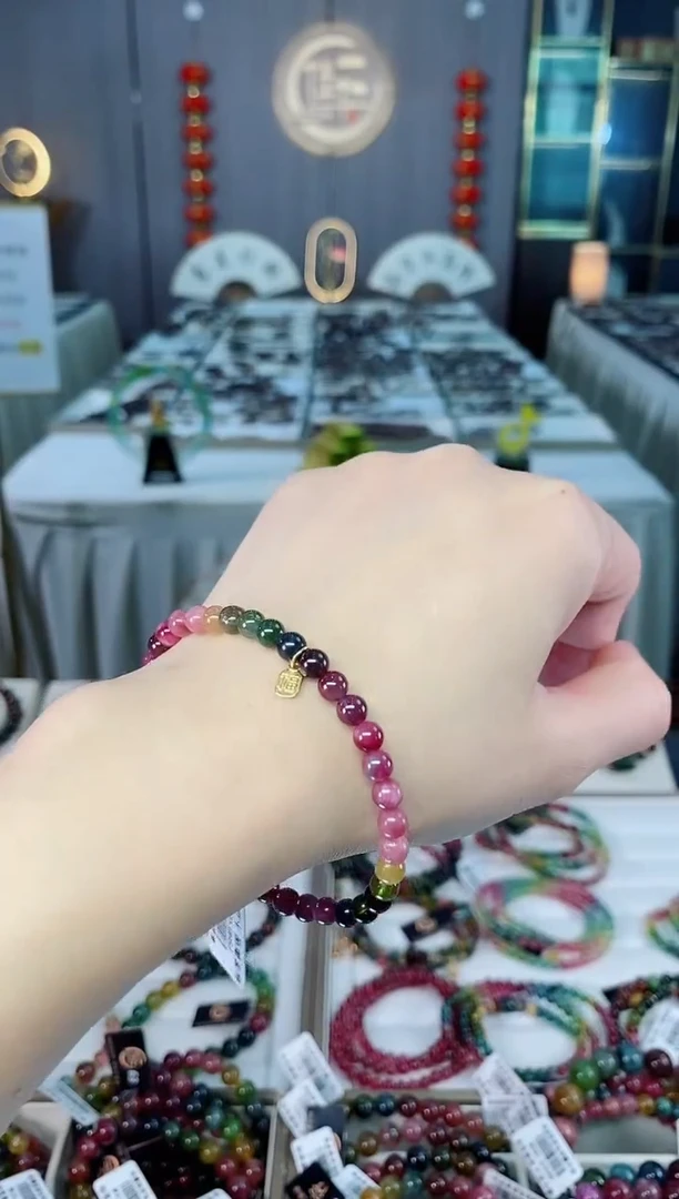 未镶嵌老矿碧玺单圈手串5mm+碧玺hon多样性发货一条