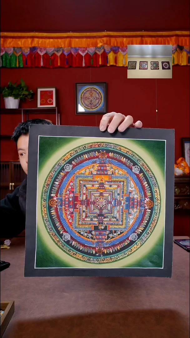 装裱画绿棕色时轮那坛城精品