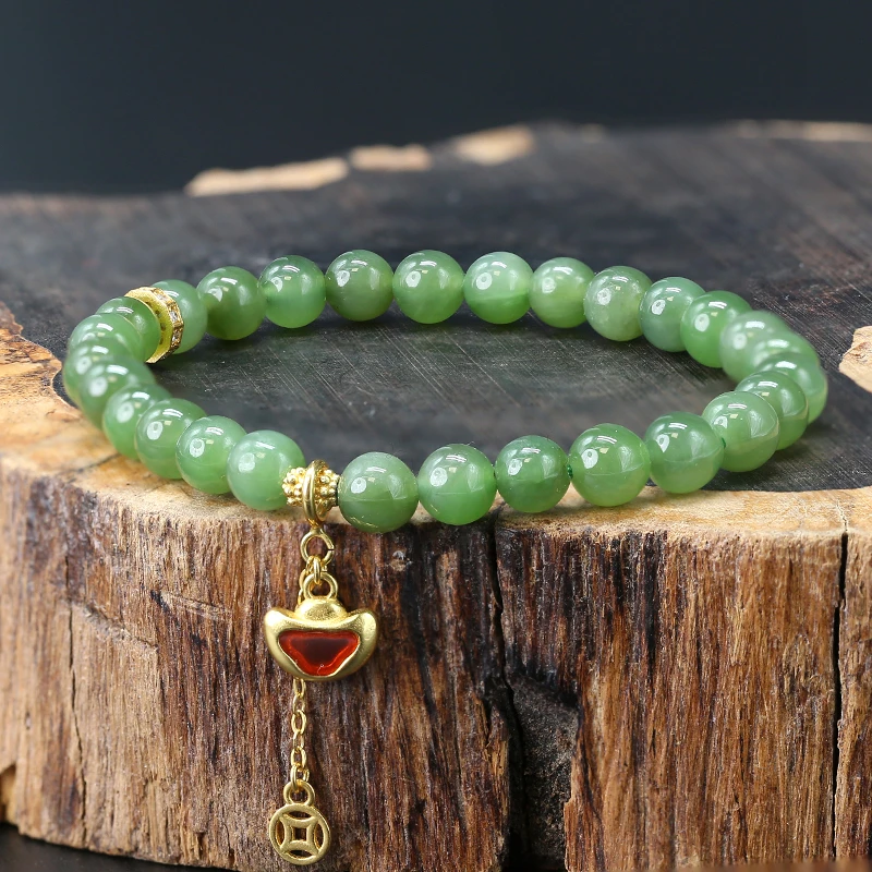 和田玉碧玉设计款单圈6mm手串 pjy-ys-0006