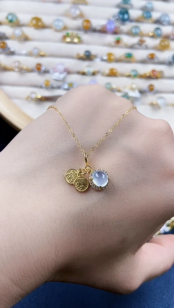 翡翠银S925镶嵌颈饰56898