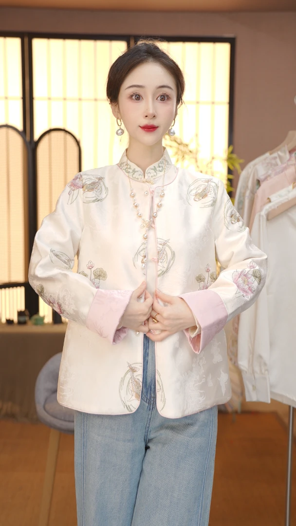 双面穿秋季新中式提花外套2025秋款精致百搭上衣FB2509273